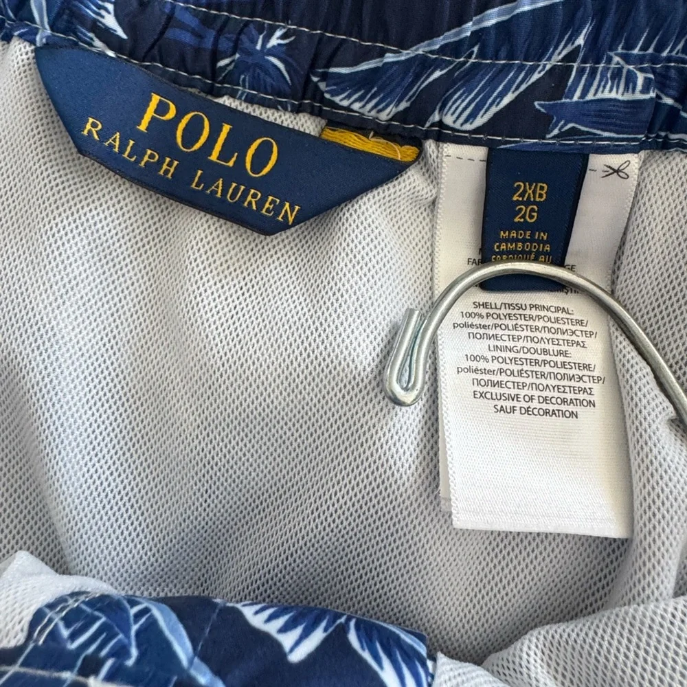 Polo by Ralph Lauren Blue Tropical Palm Print Swim Trunks